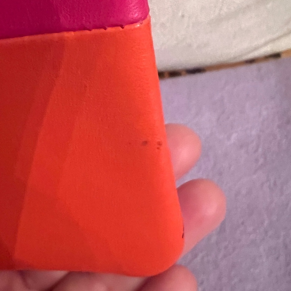 CELINE Clutch Hot Pink & Orange Color Blocking Soft Leather Pochette - Picture 10 of 13